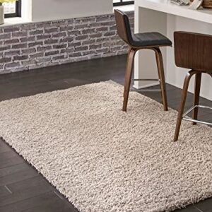 Rugs.com - Über Cozy Solid Shag Collection Rug – 2' x 3' Taupe Shag Rug Perfect for Entryways, Kitchens, Breakfast Nooks, Accent Pieces