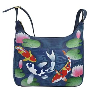anna by anuschka women’s women s genuine leather medium shopper bag, koi fish blue, one size us
