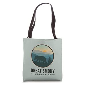 great smoky mountains retro national park bear graphic tote bag