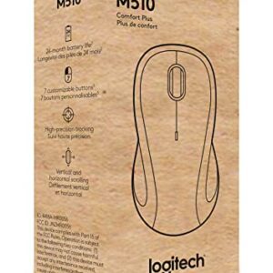 Logitech M510 Wireless Computer Mouse for PC with USB Unifying Receiver - Graphite