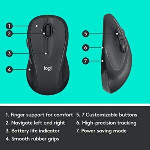 Logitech M510 Wireless Computer Mouse for PC with USB Unifying Receiver - Graphite