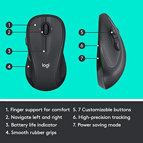 Logitech M510 Wireless Computer Mouse for PC with USB Unifying Receiver - Graphite