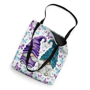 Trendy Spring Gnome For Purple Awareness With Cute Butterfly Tote Bag