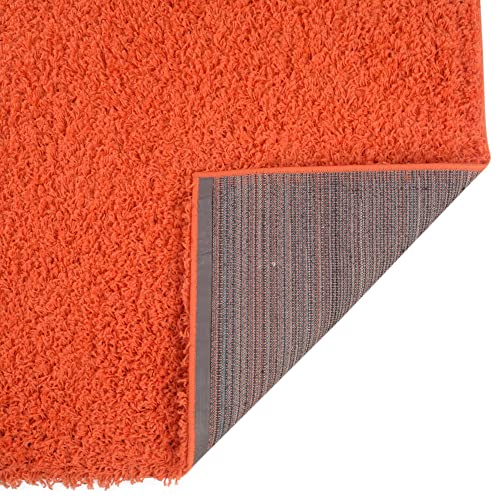 Rugs.com - Über Cozy Solid Shag Collection Rug – 9' x 12' Tiger Orange Shag Rug Perfect for Living Rooms, Large Dining Rooms, Open Floorplans