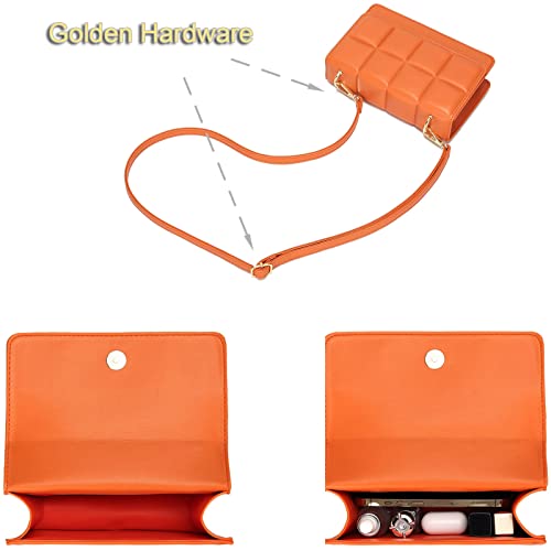 YIKOEE Mini Purse for Women with Detachable Plastic Chain Strap (Orange)