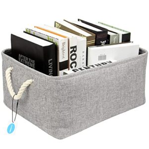 Casaphoria Storage Basket Fabric Basket with Rope Handles,Storage Containers for Bedroom Decor Book Shelves Coffee Table Stuff Organizer(Grey, 16.5L12.2W7.9H)（Pack of 1）