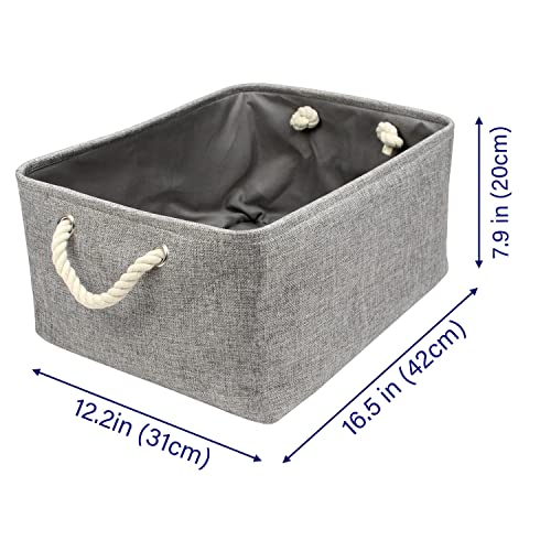 Casaphoria Storage Basket Fabric Basket with Rope Handles,Storage Containers for Bedroom Decor Book Shelves Coffee Table Stuff Organizer(Grey, 16.5L12.2W7.9H)（Pack of 1）