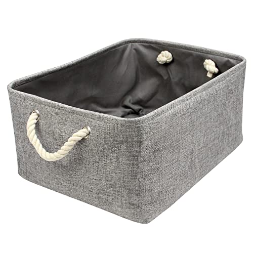 Casaphoria Storage Basket Fabric Basket with Rope Handles,Storage Containers for Bedroom Decor Book Shelves Coffee Table Stuff Organizer(Grey, 16.5L12.2W7.9H)（Pack of 1）