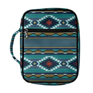 wanyint bible cover native american turquoise aztec printed bible covers for daily travel school lightweight church bag with handle and zippered portable bible bag cover