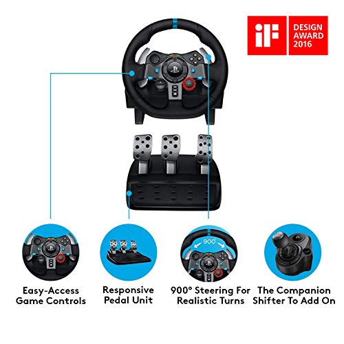 Logitech G29 Driving Force Racing Wheel and Floor Pedals, Real Force Feedback, Stainless Steel Paddle Shifters, Leather Steering Wheel Cover for PS5, PS4, PC, Mac - Black