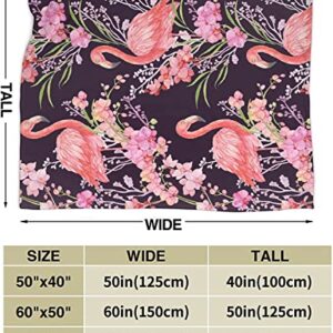 Gbuzozie Fleece Blanket Tropical Pink Flamingos Palm Leaves Lightweight Ultra-Soft Micro Throw Blanket for Sofa Couch Bed Camping Travel - Super Soft Cozy Microfiber Blanket 60"X50"