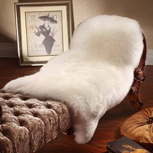 rustic home genuine sheepskin rug, eco-tan new zealand fur area rug, luxury new zealand pelts, naturally silky soft lambskin, thick & fluffy, large for bedroom & living area. (2’x3.25′, ivory)