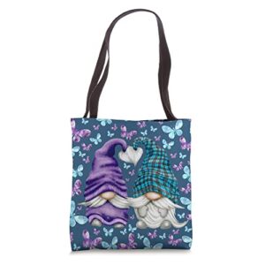 purple spring gnomies for girls cute butterfly aesthetic tote bag