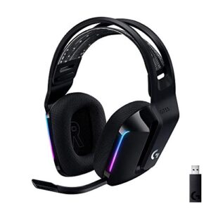 logitech g733 lightspeed wireless gaming headset with suspension headband, lightsync rgb, blue vo!ce mic technology and pro-g audio drivers – black