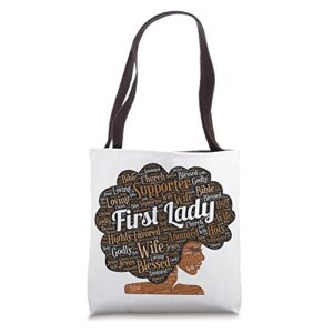 first lady | pastor’s wife black woman afro tote bag