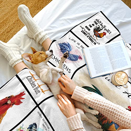 Just A Girl Who Loves Chickens Throw Blanket Soft Farm Chicken Blankets for Women Men Lightweight Throw for Farm Decor Bed Sofa