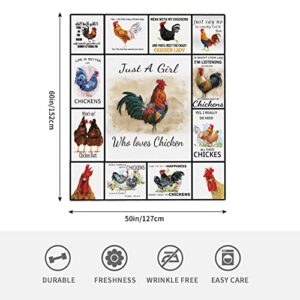 Just A Girl Who Loves Chickens Throw Blanket Soft Farm Chicken Blankets for Women Men Lightweight Throw for Farm Decor Bed Sofa