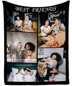 youltar custom blanket with text photos,personalized customized picture blankets for best friend bestie sister bff christmas new year birthday gifts 5 photos collage