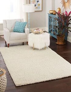 rugs.com Über cozy solid shag collection rug – 5 x 8 pure ivory shag rug perfect 5 x 8 feet