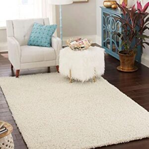 Rugs.com Über Cozy Solid Shag Collection Rug – 5 x 8 Pure Ivory Shag Rug Perfect 5 x 8 Feet