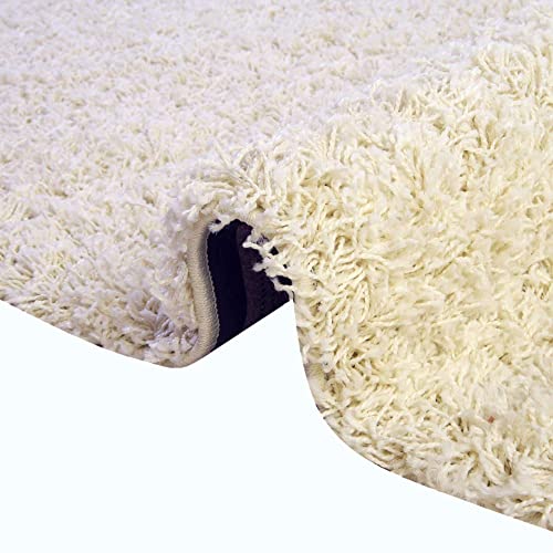 Rugs.com Über Cozy Solid Shag Collection Rug – 5 x 8 Pure Ivory Shag Rug Perfect 5 x 8 Feet