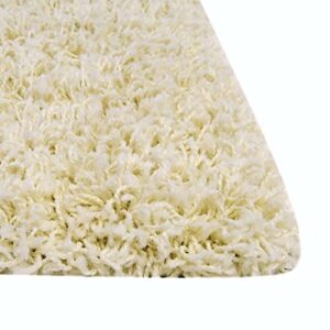 Rugs.com Über Cozy Solid Shag Collection Rug – 5 x 8 Pure Ivory Shag Rug Perfect 5 x 8 Feet