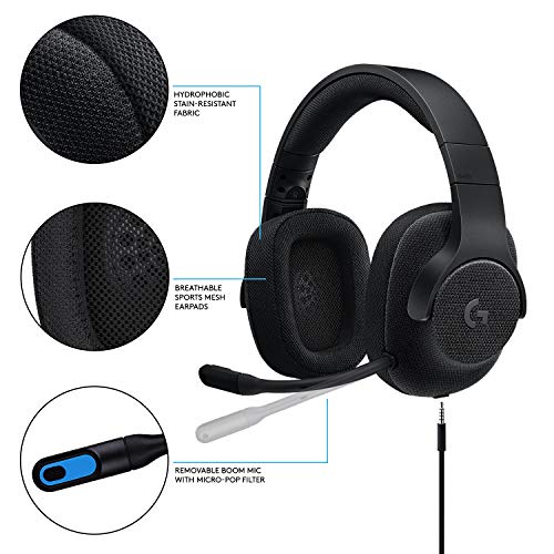 Logitech G433 7.1 Wired Gaming Headset with DTS Headphone: X 7.1 Surround for PC, PS4, PS4 PRO, Xbox One, Xbox One S, Nintendo Switch – Triple Black