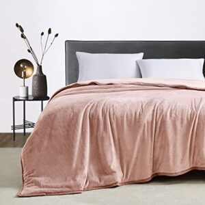 Mocaletto Luxury 3 Layers Fleece Throw Blanket,650 GSM Thick Decorative Warm Blanket Queen Size 90" x 90", Soft Velvet Winter Blanket for Sofa Couch Bed,Washable & Breathable,Pink
