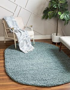 rugs.com – Über cozy solid shag collection rug – 3′ x 5′ oval light slate blue shag rug perfect for living rooms, large dining rooms, open floorplans