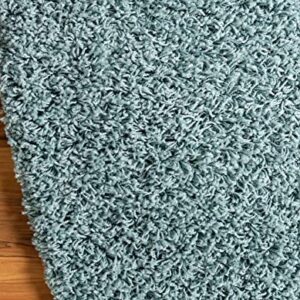 Rugs.com - Über Cozy Solid Shag Collection Rug – 3' x 5' Oval Light Slate Blue Shag Rug Perfect for Living Rooms, Large Dining Rooms, Open Floorplans