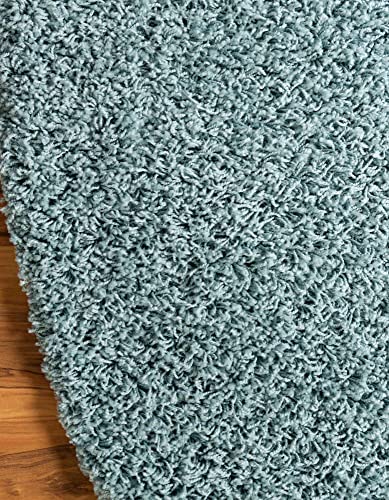 Rugs.com - Über Cozy Solid Shag Collection Rug – 3' x 5' Oval Light Slate Blue Shag Rug Perfect for Living Rooms, Large Dining Rooms, Open Floorplans