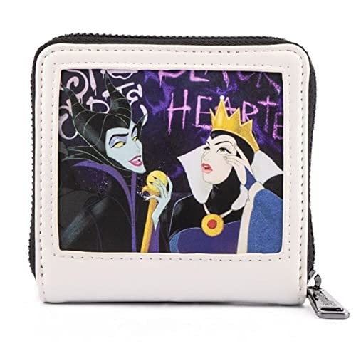 Loungefly Disney Villains Club Polaroid Zip-Around Faux Leather Wallet,Lightweight, Villains Club One Size