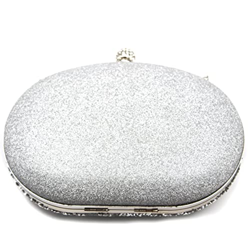 Ofuleo Luxury Crystal Clutch Women Rhinestone Evening Bag for Party and Wedding (Silver)