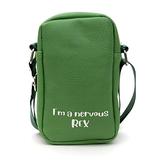 Disney Bag, Cross Body, Toy Story Rex Face Close-Up with I'M JUST A NERVOUS WRECK Quo, Vegan Leather