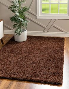 rugs.com – Über cozy solid shag collection rug – 8′ x 10′ chocolate brown shag rug perfect for living rooms, large dining rooms, open floorplans