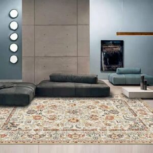 leqi non-slip carpet persian vintage rug distressed printed traditional rug for bedroom kitchen hallway entryway doorway (16*24, european08)