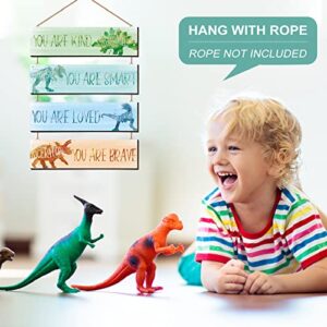 4 Pieces Dinosaur Wall Art Favors Motivational Quote Room Decor Watercolor Posters Educational Wall Prints Plaques for Boys Kids Bedroom Playroom Dinosaur Room Decorations()