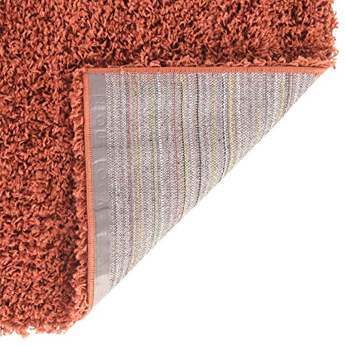 Rugs.com - Über Cozy Solid Shag Collection Rug – 5' x 8' Terracotta Shag Rug Perfect for Bedrooms, Dining Rooms, Living Rooms, 5 x 8 Feet