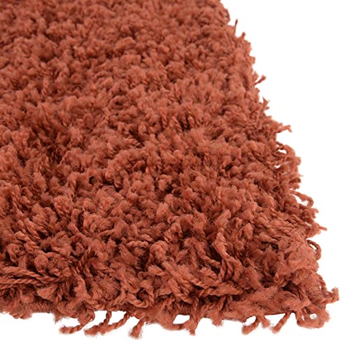 Rugs.com - Über Cozy Solid Shag Collection Rug – 5' x 8' Terracotta Shag Rug Perfect for Bedrooms, Dining Rooms, Living Rooms, 5 x 8 Feet