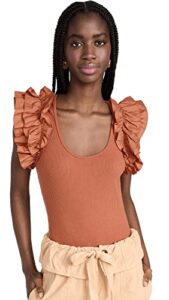 ulla johnson women’s koa top, auburn, orange, m