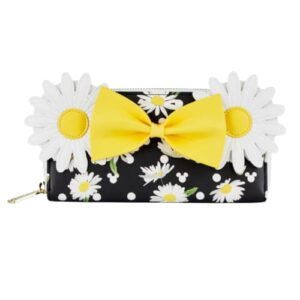 loungefly disney minnie mouse daisies zip-around wallet minnie mouse one size