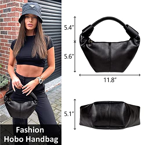 Strobody Women's Hobo Handbag and Purse, Soft Leather Shoulder Bag Satchel Clutch with Zipper Closure, Fashion Retro Designer Top Handle Bag for Work,Travel,Shopping