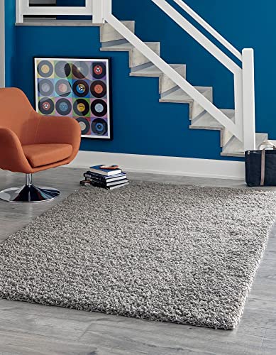 Rugs.com Über Cozy Solid Shag Collection Rug – 2 x 3 Cloud Gray Shag Rug Perfect 2inch 2 x 3inch