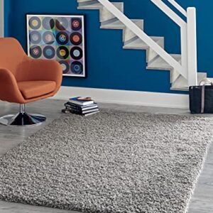 Rugs.com Über Cozy Solid Shag Collection Rug – 2 x 3 Cloud Gray Shag Rug Perfect 2inch 2 x 3inch