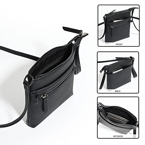 Alldaily Small Crossbody Purses and Handbags for Women Crossover Phone Bag Over the Shoulder with Zipper Pocket (Black)