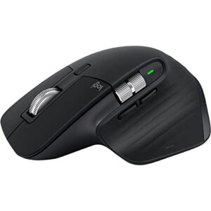 logitech mx master 3s – wireless performance mouse with ultra-fast scrolling, ergo, 8k dpi, track on glass, quiet clicks, usb-c, bluetooth, windows, linux, chrome (black)