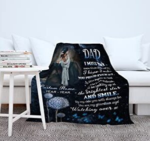 Dad Memorial Blanket| Personalized Photo&Name| Dad I Miss You| Dad Remembrance, in Heaven Father Memorial| Sympathy Gift for Loss of Father, in Memory| N2388 (50x60 inch)