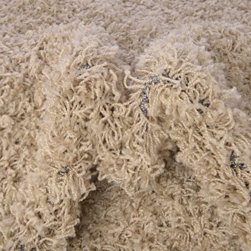 Rugs.com - Über Cozy Solid Shag Collection Rug – 8' x 10' Taupe Shag Rug Perfect for Living Rooms, Large Dining Rooms, Open Floorplans