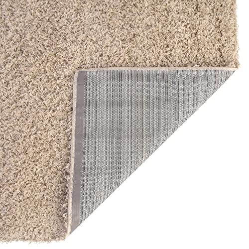 Rugs.com - Über Cozy Solid Shag Collection Rug – 8' x 10' Taupe Shag Rug Perfect for Living Rooms, Large Dining Rooms, Open Floorplans