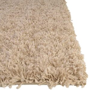 Rugs.com - Über Cozy Solid Shag Collection Rug – 8' x 10' Taupe Shag Rug Perfect for Living Rooms, Large Dining Rooms, Open Floorplans